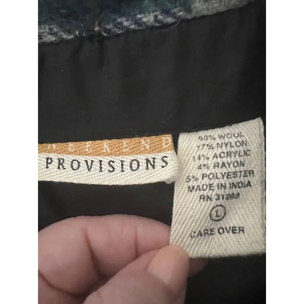 Vintage Weekend Provisions Jacket Wool Blend Zip Up Shacket Large